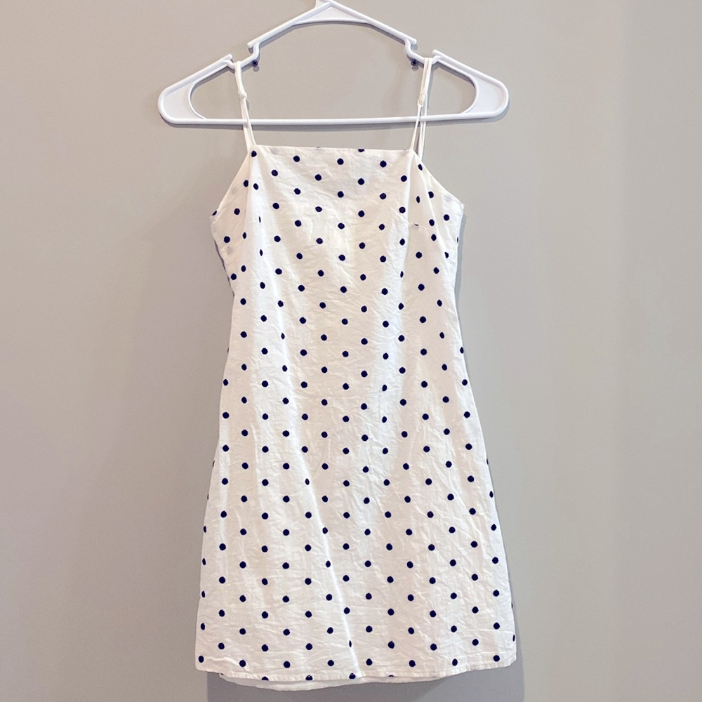 Francesca’s white polka dot mini dress XXS